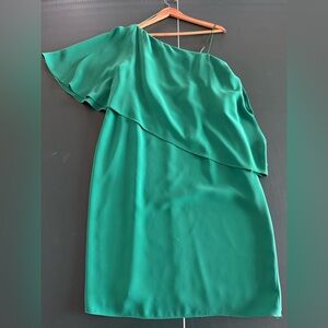 Carmen Marc Valvo Emerald One-Shoulder Dress